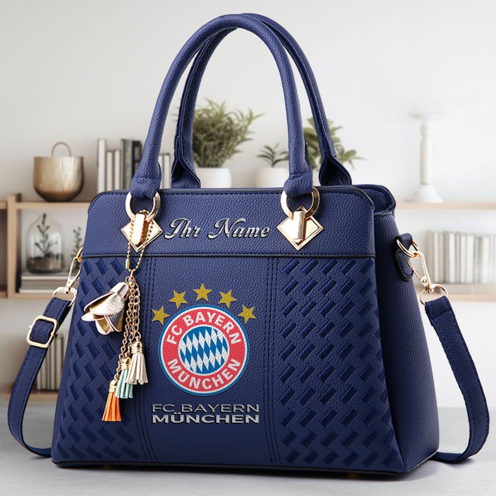 FC Bayern Munchen Logo Crossbody Zip Hand Bag With Tassel Custom Name For Women - Image 3