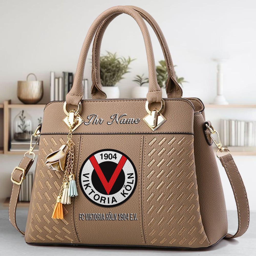 Viktoria Koln Logo Crossbody Zip Hand Bag With Tassel Custom Name For Women - Image 3