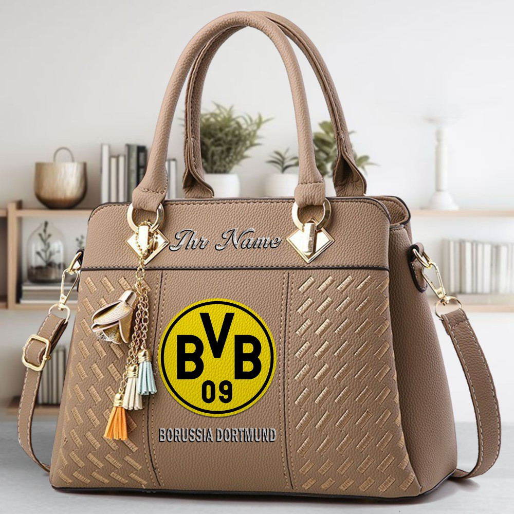 Borussia Dortmund II Logo Crossbody Zip Hand Bag With Tassel Custom Name For Women - Image 3