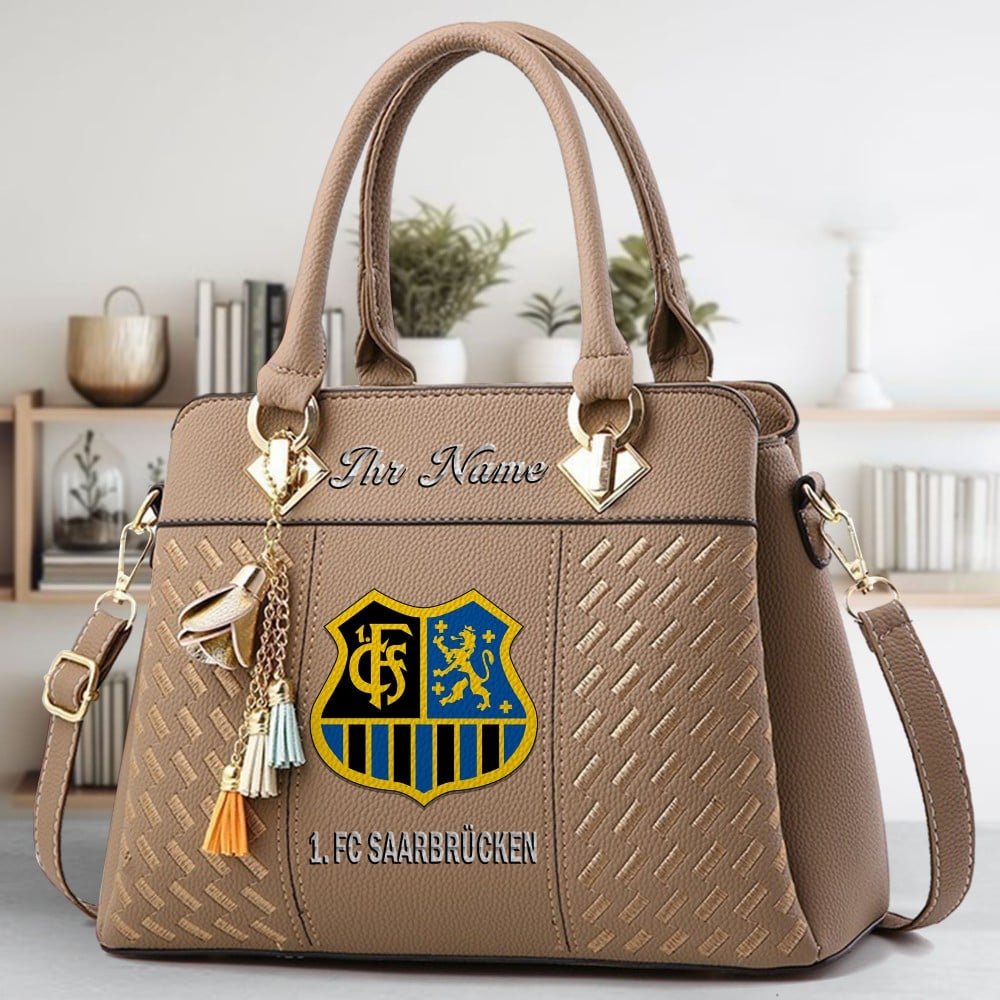 1. FC Saarbrucken Logo Crossbody Zip Hand Bag With Tassel Custom Name For Women - Image 3