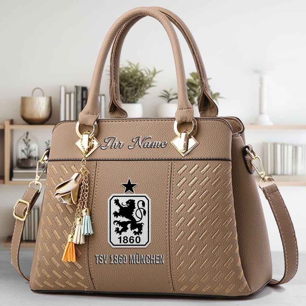 1860 Munich Logo Crossbody Zip Hand Bag With Tassel Custom Name For Women - Image 3