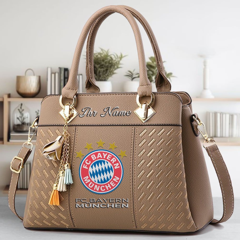 FC Bayern Munchen Logo Crossbody Zip Hand Bag With Tassel Custom Name For Women - Image 4