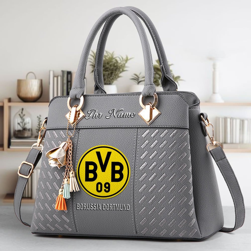 Borussia Dortmund II Logo Crossbody Zip Hand Bag With Tassel Custom Name For Women - Image 4