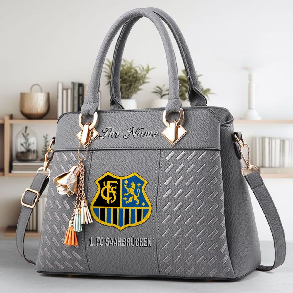 1. FC Saarbrucken Logo Crossbody Zip Hand Bag With Tassel Custom Name For Women - Image 4