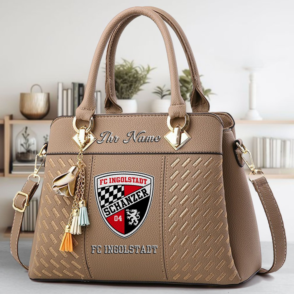 FC Ingolstadt Logo Crossbody Zip Hand Bag With Tassel Custom Name For Women - Image 3