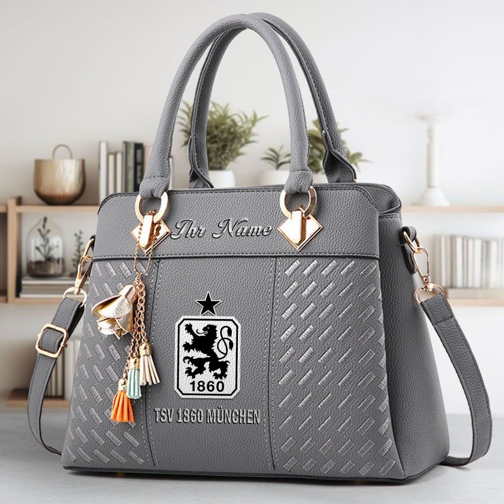 1860 Munich Logo Crossbody Zip Hand Bag With Tassel Custom Name For Women - Image 4