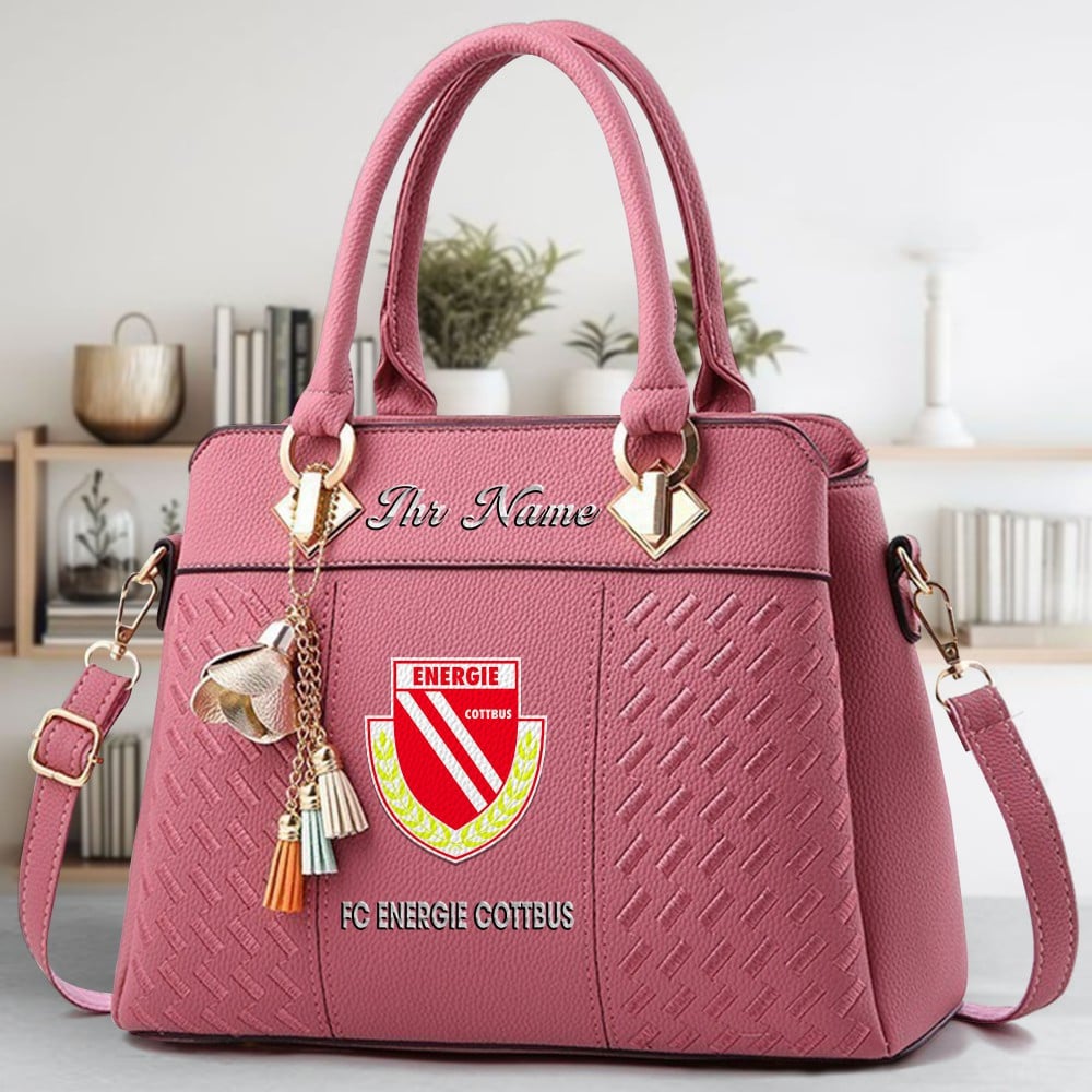 FC Energie Cottbus Logo Crossbody Zip Hand Bag With Tassel Custom Name For Women - Image 5