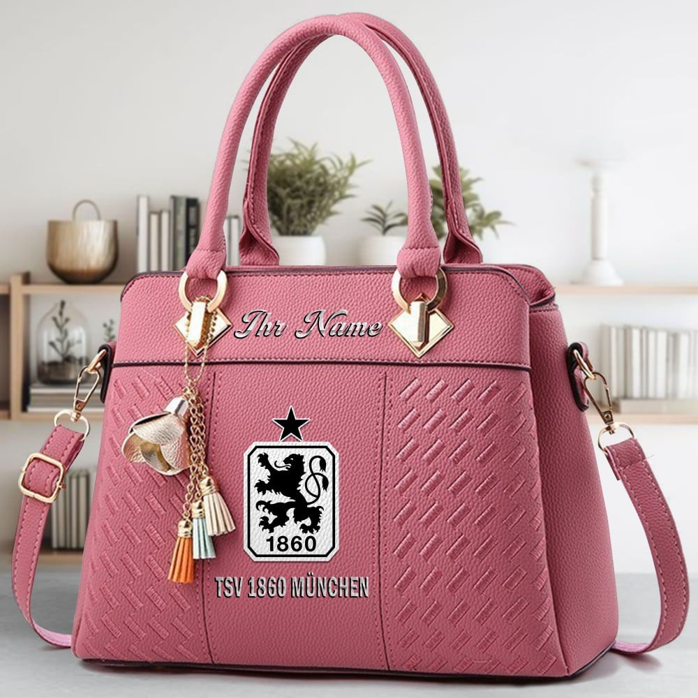 1860 Munich Logo Crossbody Zip Hand Bag With Tassel Custom Name For Women - Image 5