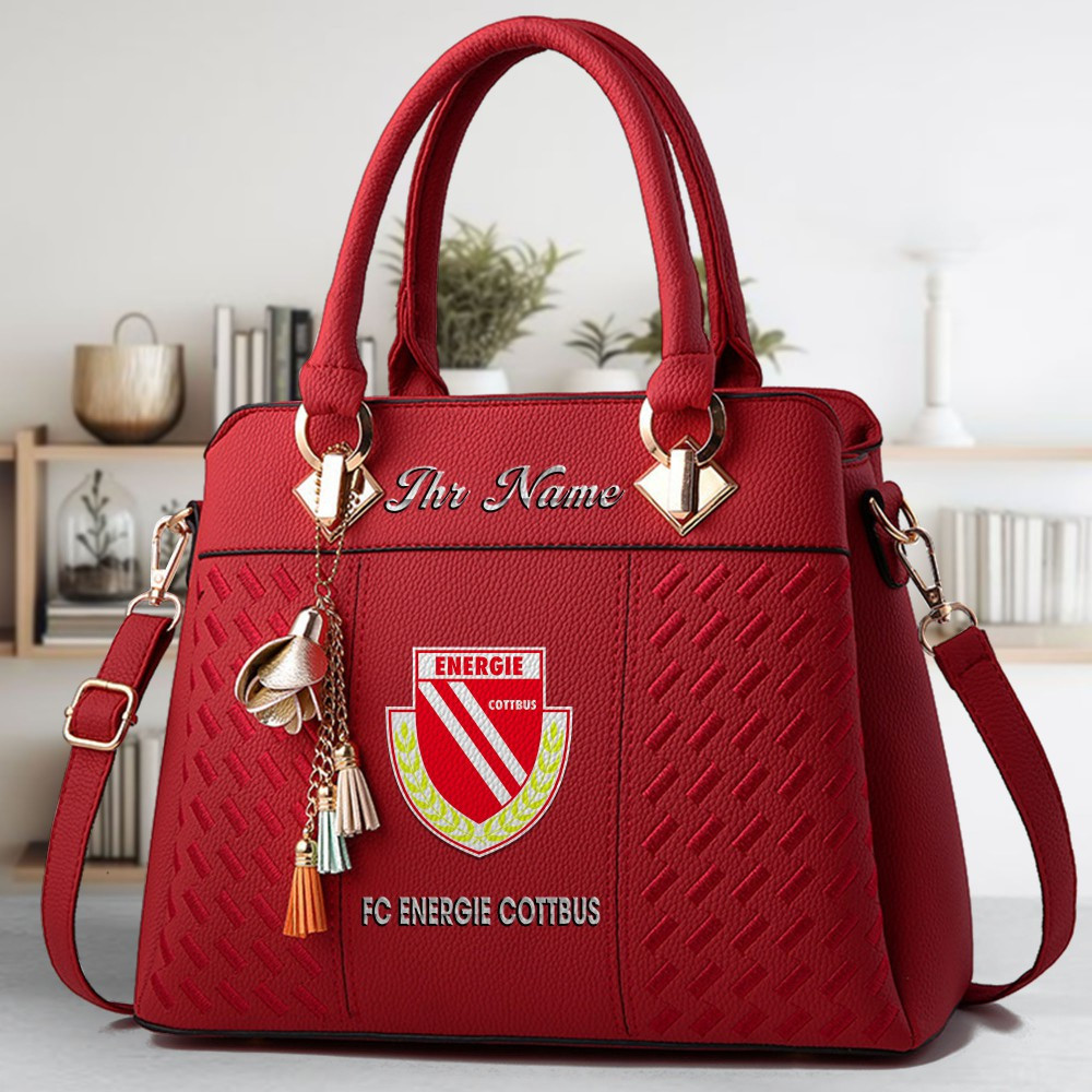 FC Energie Cottbus Logo Crossbody Zip Hand Bag With Tassel Custom Name For Women - Image 6