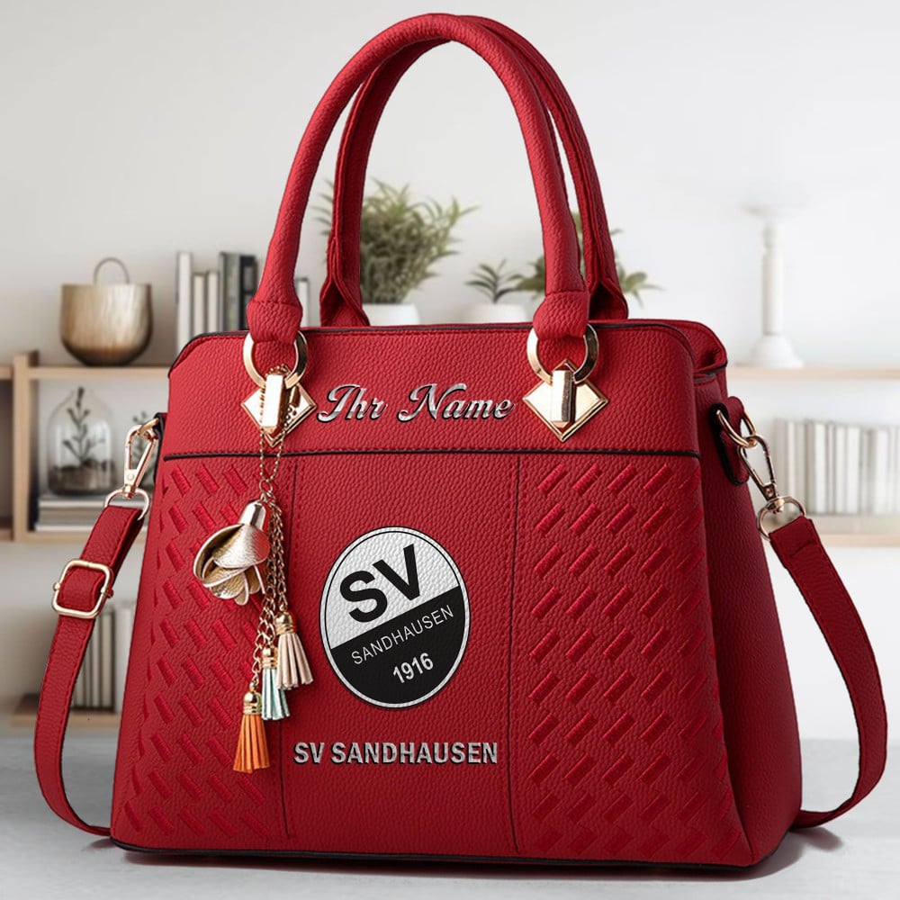 SV Sandhausen Logo Crossbody Zip Hand Bag With Tassel Custom Name For Women - Image 6
