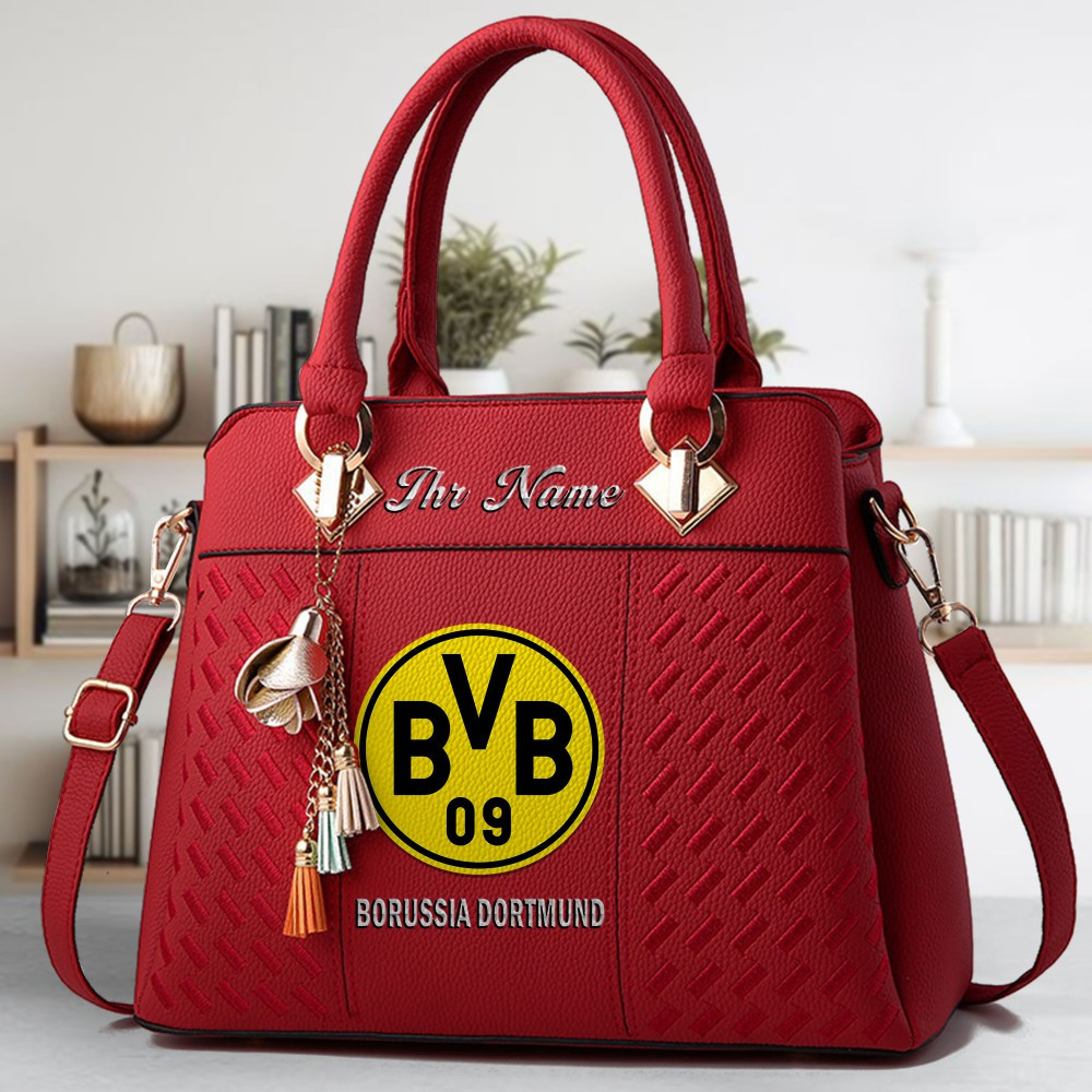 Borussia Dortmund II Logo Crossbody Zip Hand Bag With Tassel Custom Name For Women - Image 6