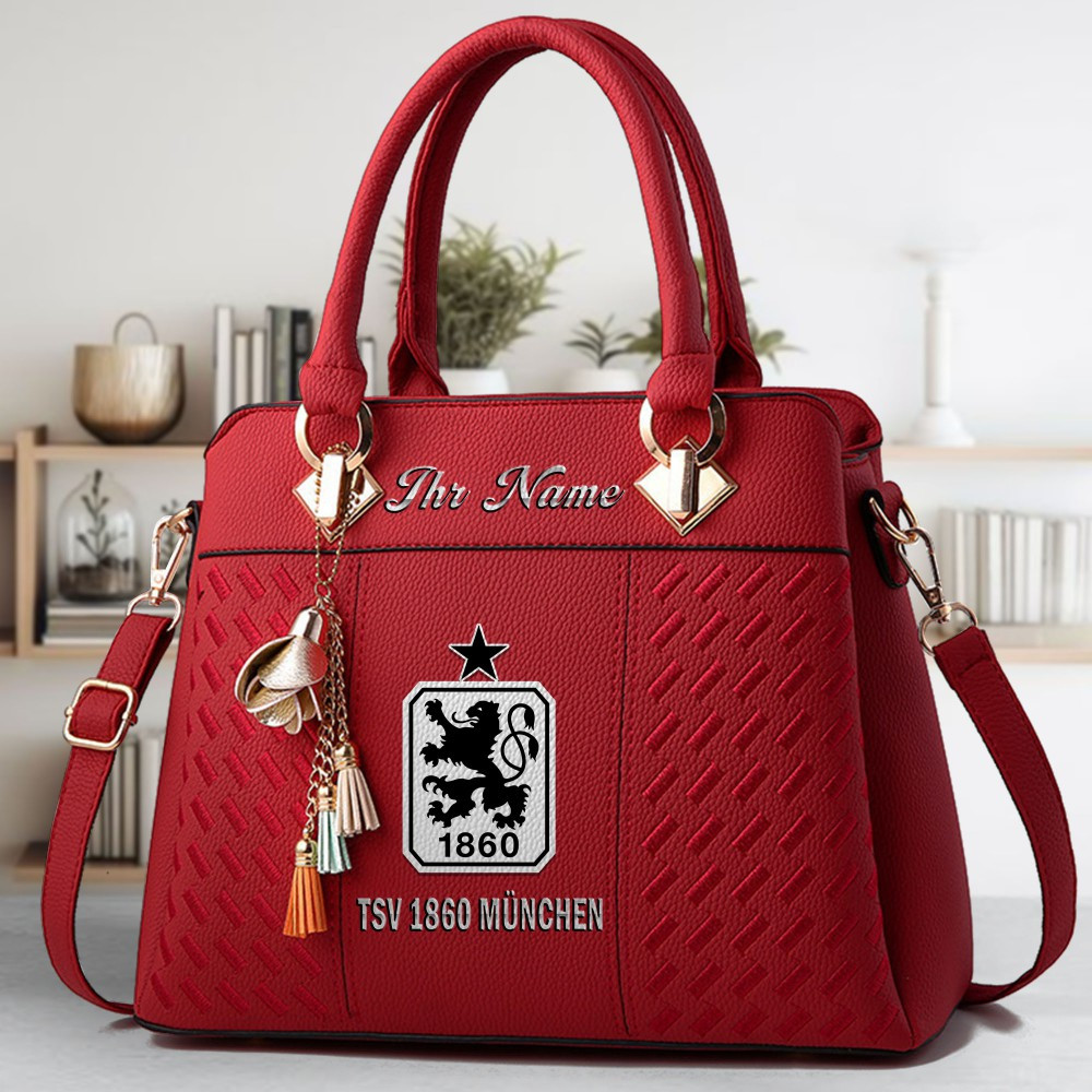 1860 Munich Logo Crossbody Zip Hand Bag With Tassel Custom Name For Women - Image 6