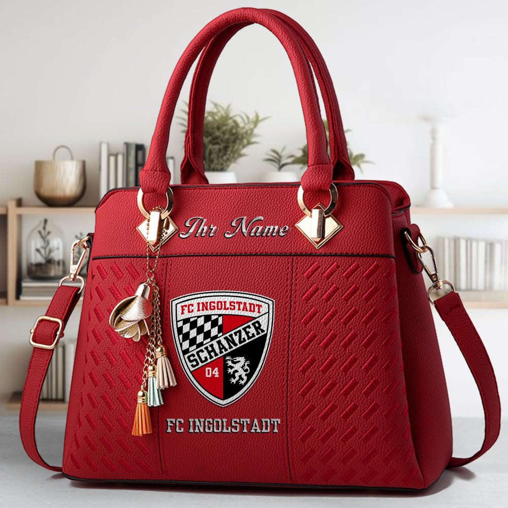 FC Ingolstadt Logo Crossbody Zip Hand Bag With Tassel Custom Name For Women - Image 6