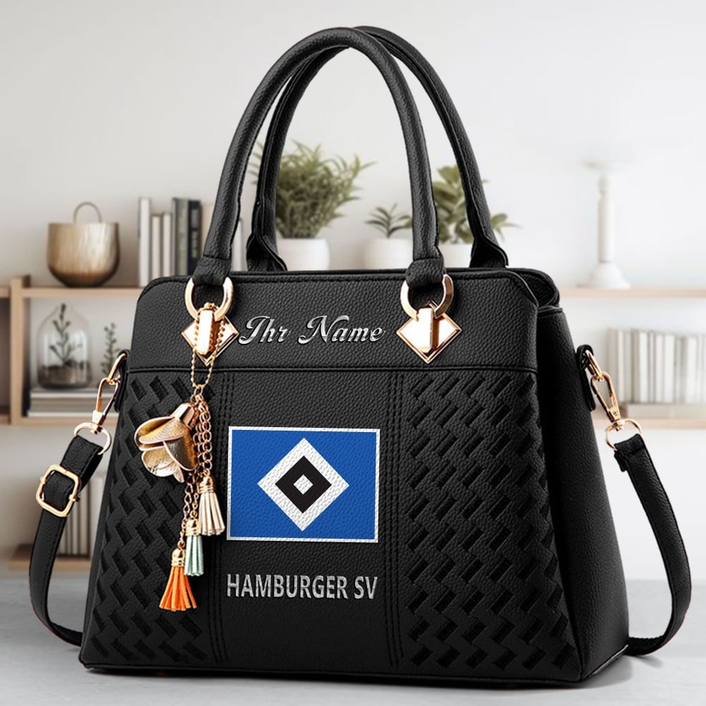 Hamburger SV Logo Crossbody Zip Hand Bag With Tassel Custom Name For Women - Image 2