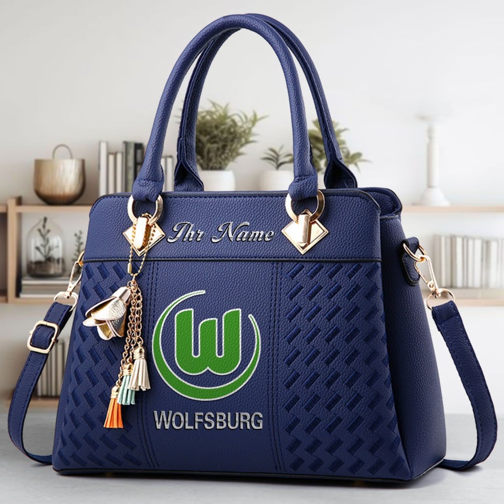 VfL Wolfsburg Logo Crossbody Zip Hand Bag With Tassel Custom Name For Women - Image 2