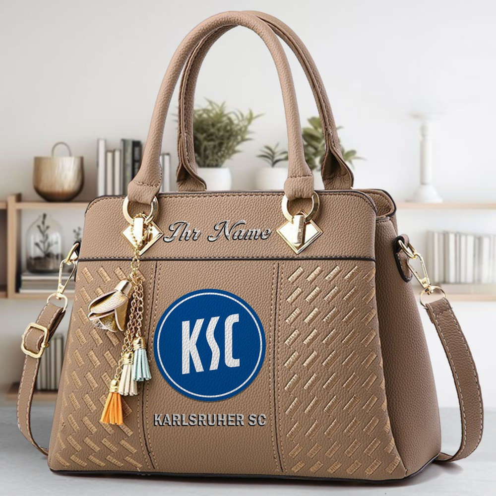 Karlsruher SC Logo Crossbody Zip Hand Bag With Tassel Custom Name For Women - Image 3