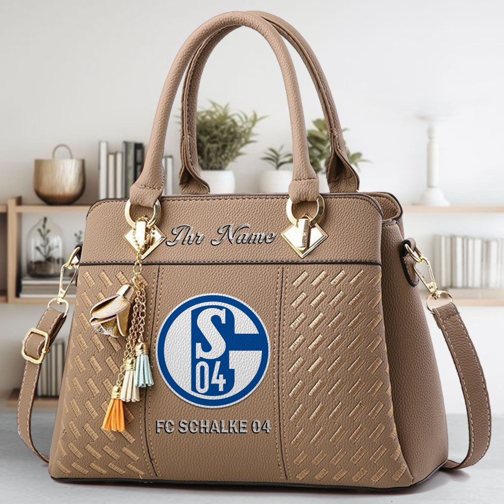 FC Schalke 04 Logo Crossbody Zip Hand Bag With Tassel Custom Name For Women - Image 3