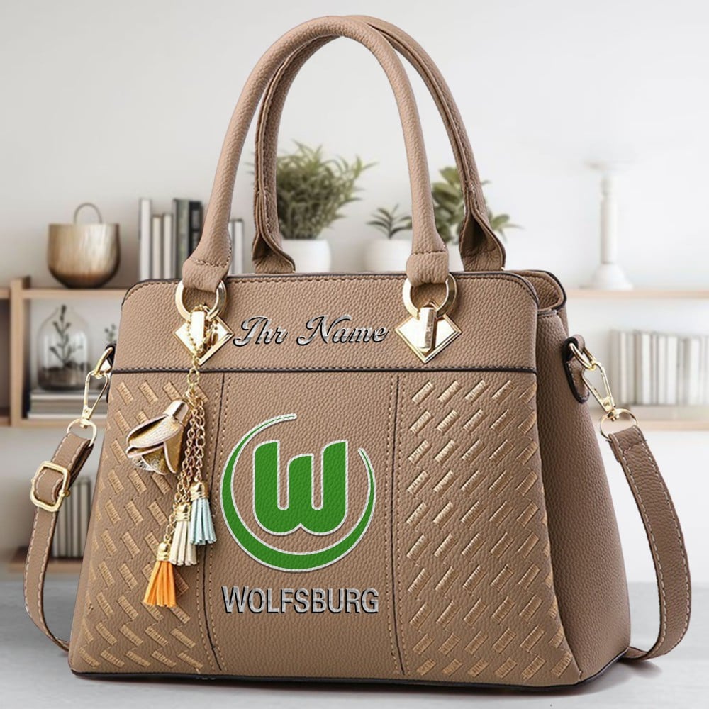 VfL Wolfsburg Logo Crossbody Zip Hand Bag With Tassel Custom Name For Women - Image 3