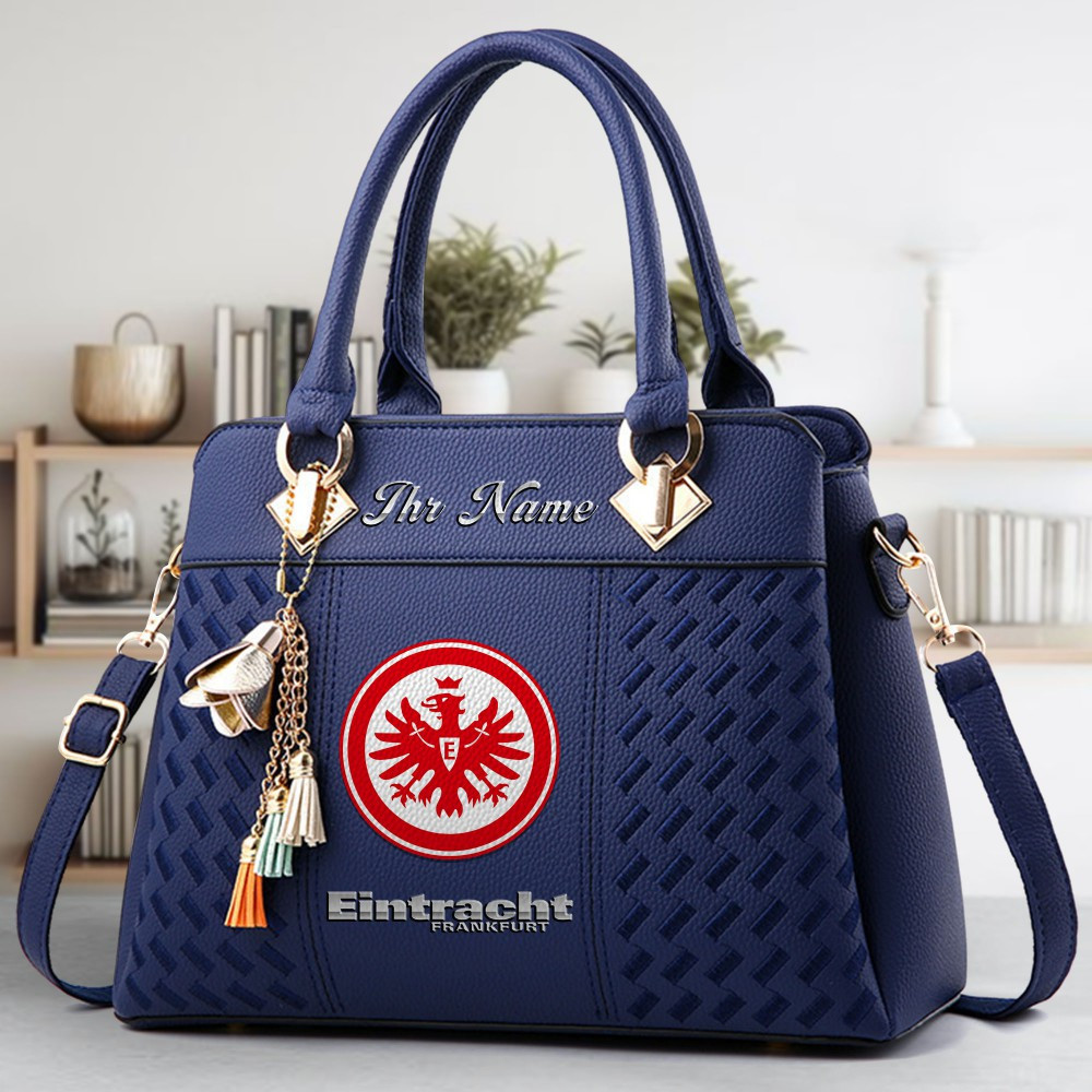 Eintracht Frankfurt Logo Crossbody Zip Hand Bag With Tassel Custom Name For Women - Image 3