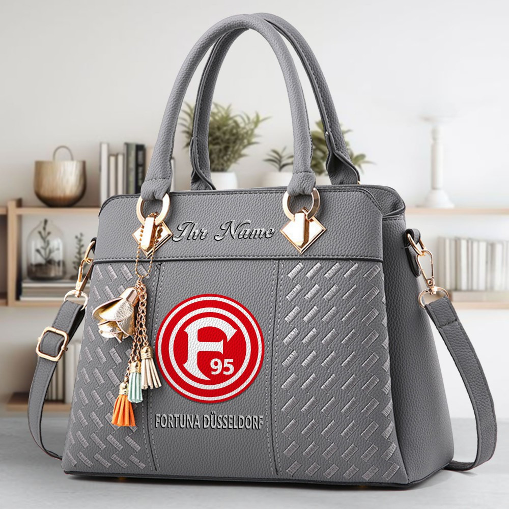 Fortuna Dusseldorf Logo Crossbody Zip Hand Bag With Tassel Custom Name For Women - Image 4