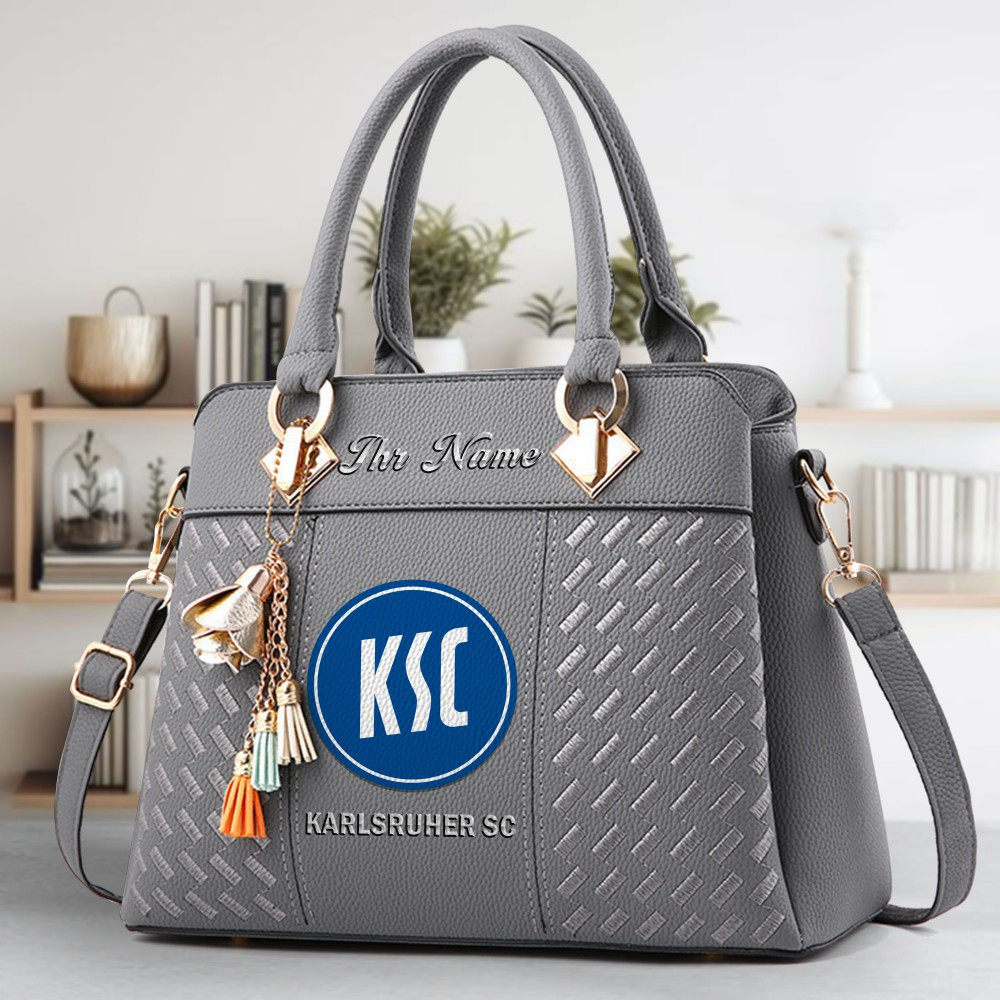 Karlsruher SC Logo Crossbody Zip Hand Bag With Tassel Custom Name For Women - Image 4