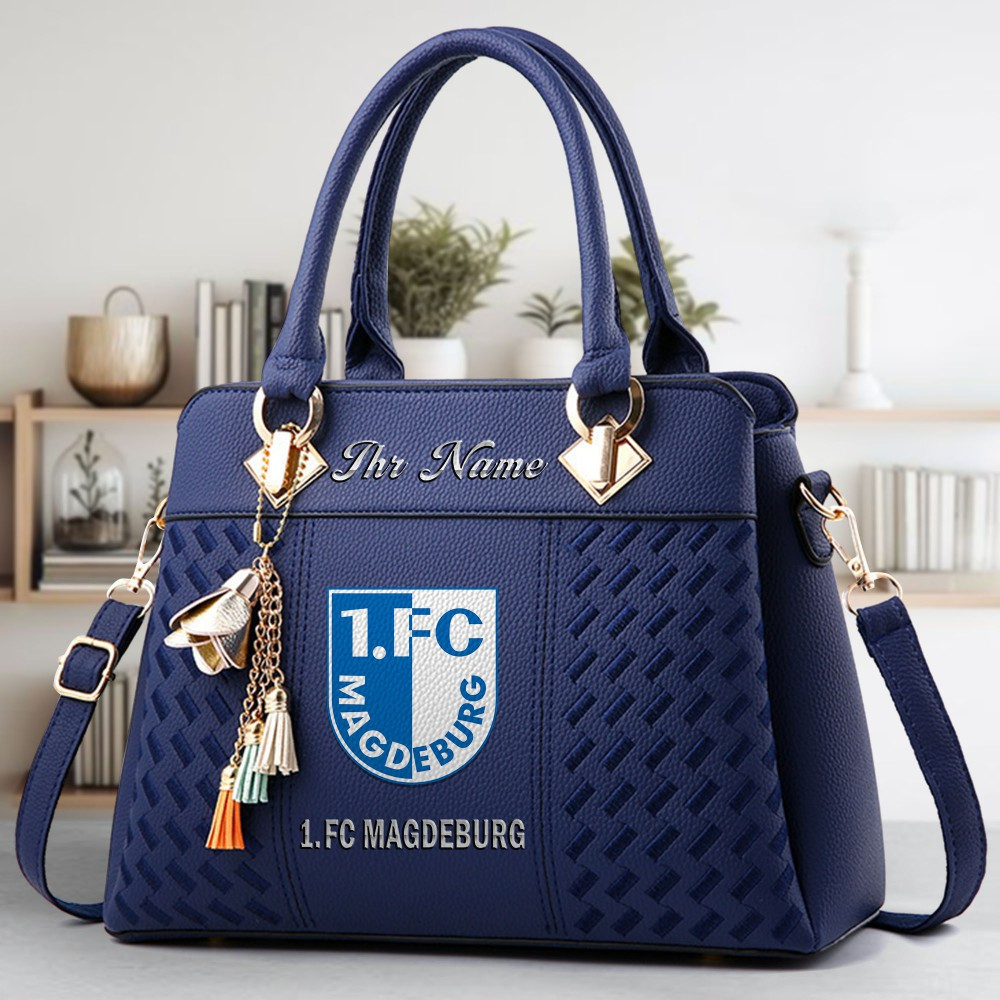 1. FC Magdeburg Logo Crossbody Zip Hand Bag With Tassel Custom Name For Women - Image 3