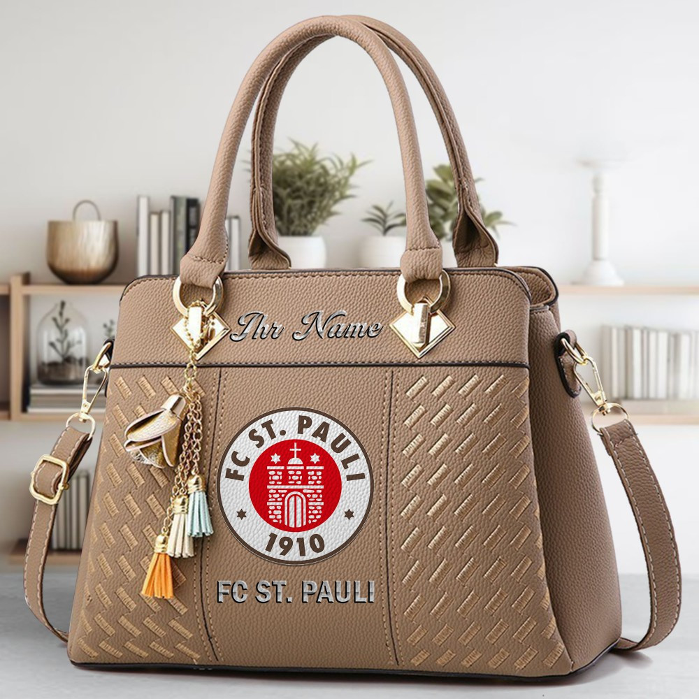 FC St. Pauli Logo Crossbody Zip Hand Bag With Tassel Custom Name For Women - Image 3