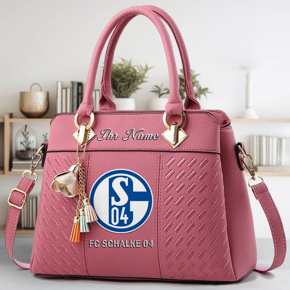 FC Schalke 04 Logo Crossbody Zip Hand Bag With Tassel Custom Name For Women - Image 5