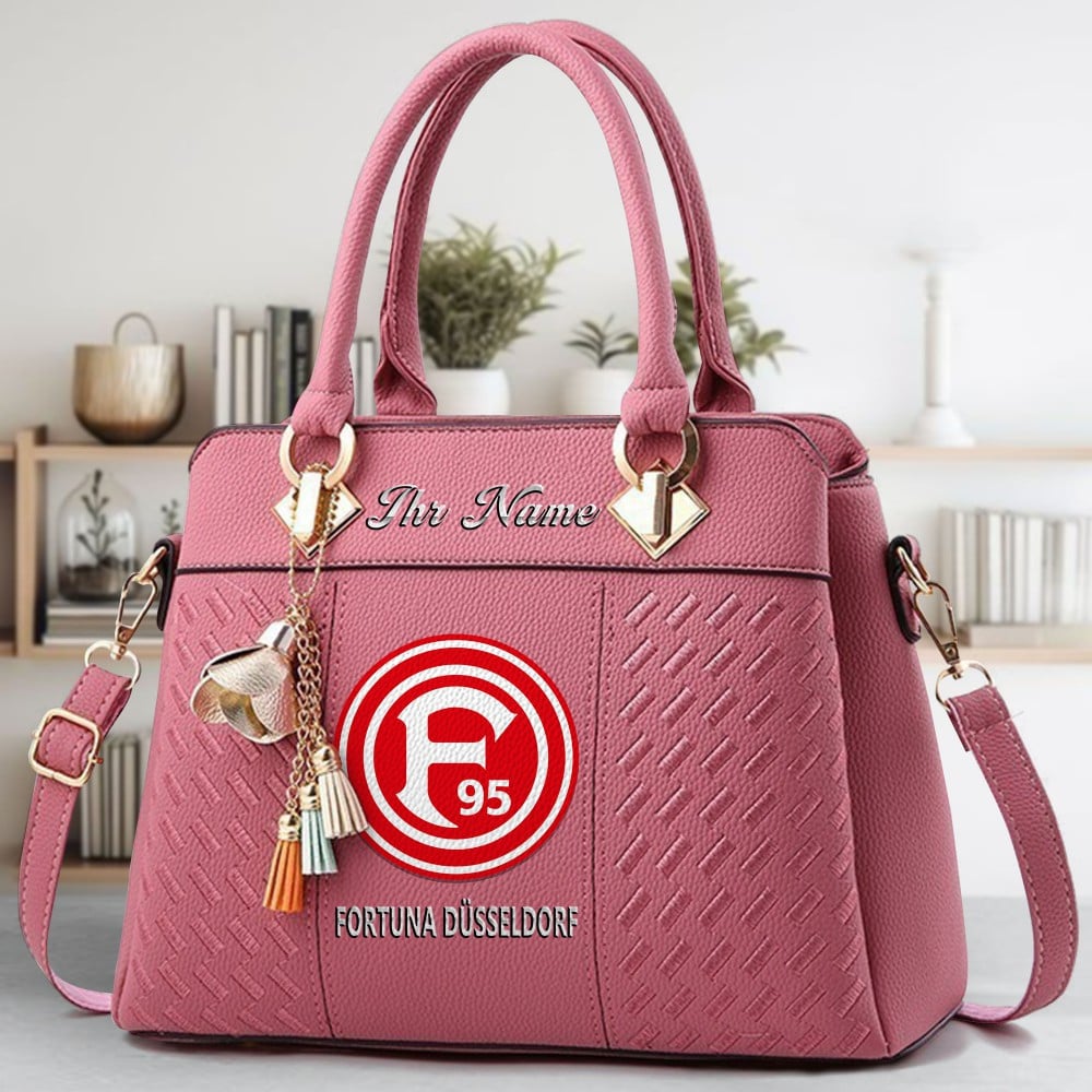 Fortuna Dusseldorf Logo Crossbody Zip Hand Bag With Tassel Custom Name For Women - Image 5
