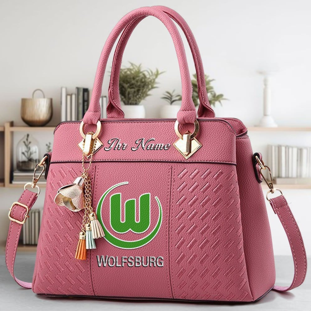 VfL Wolfsburg Logo Crossbody Zip Hand Bag With Tassel Custom Name For Women - Image 5