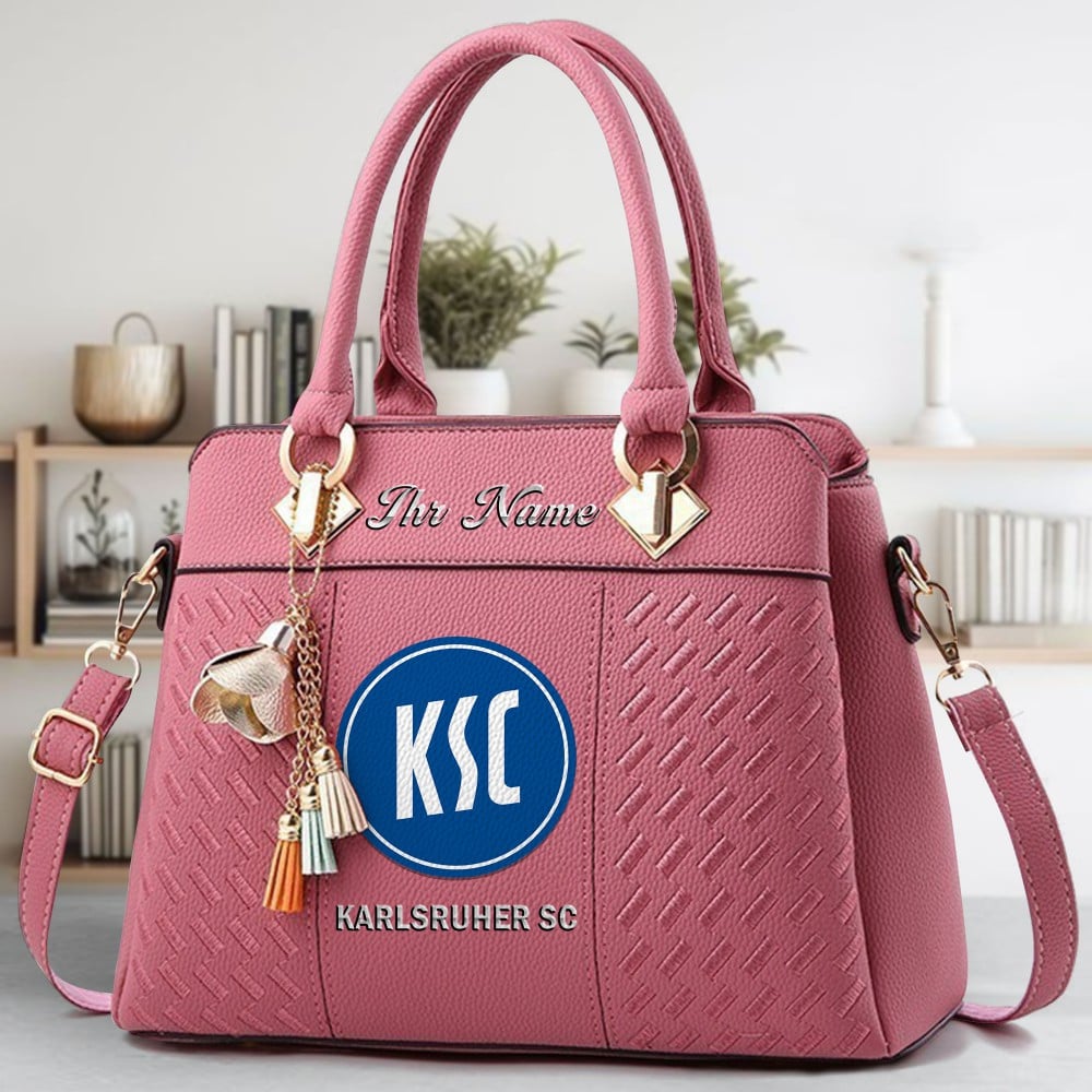 Karlsruher SC Logo Crossbody Zip Hand Bag With Tassel Custom Name For Women - Image 5