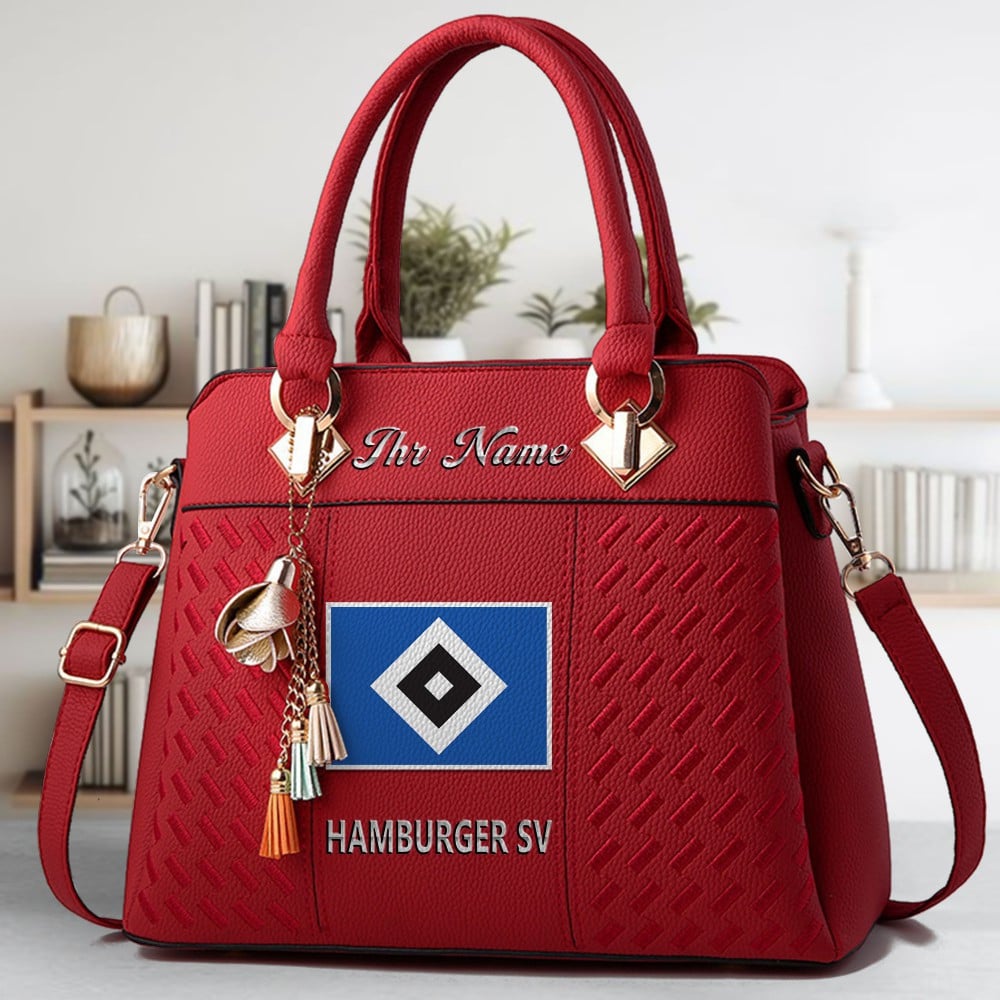 Hamburger SV Logo Crossbody Zip Hand Bag With Tassel Custom Name For Women - Image 6