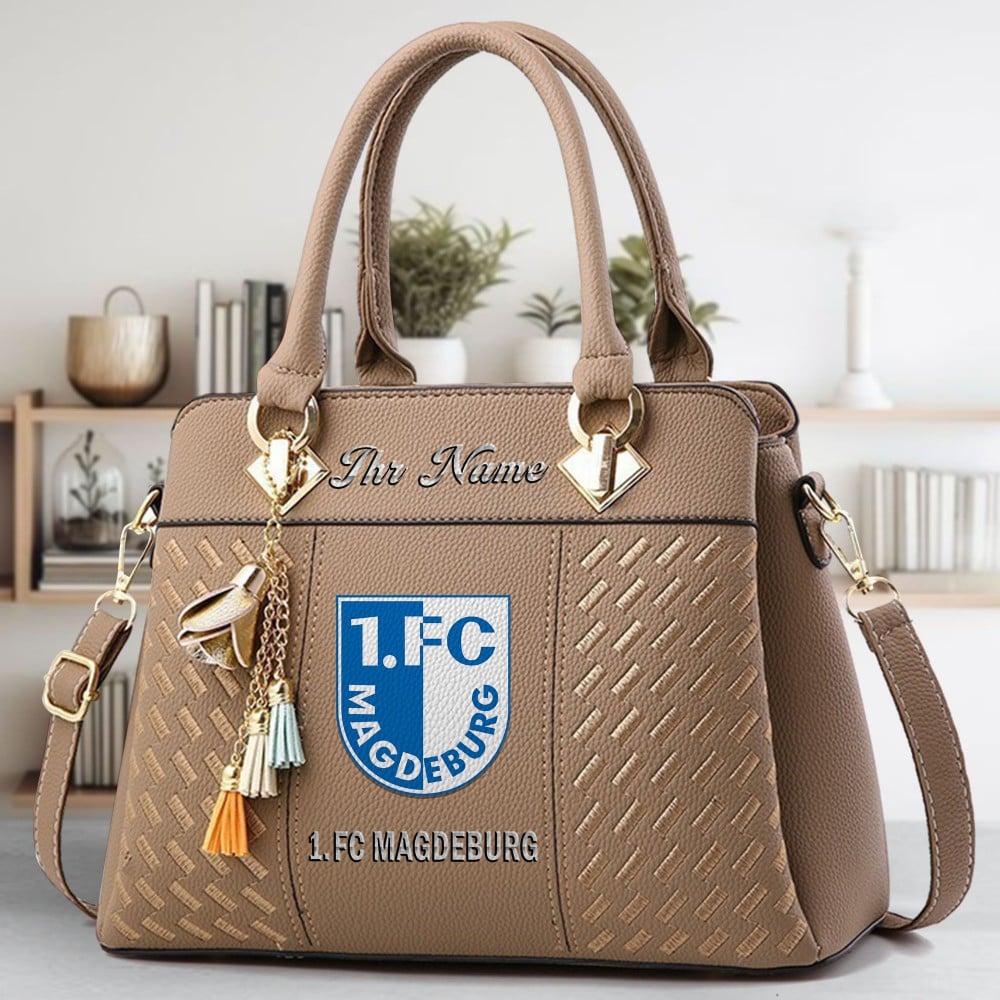 1. FC Magdeburg Logo Crossbody Zip Hand Bag With Tassel Custom Name For Women - Image 4