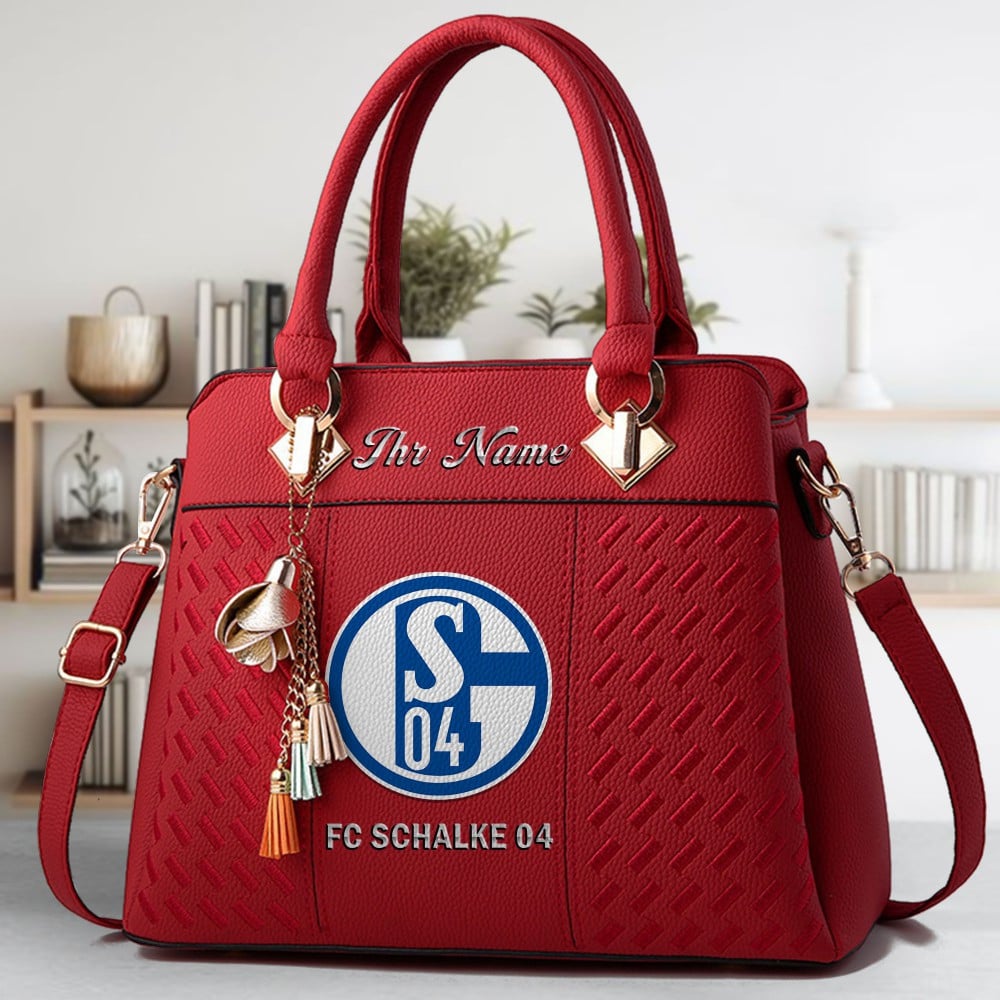 FC Schalke 04 Logo Crossbody Zip Hand Bag With Tassel Custom Name For Women - Image 6