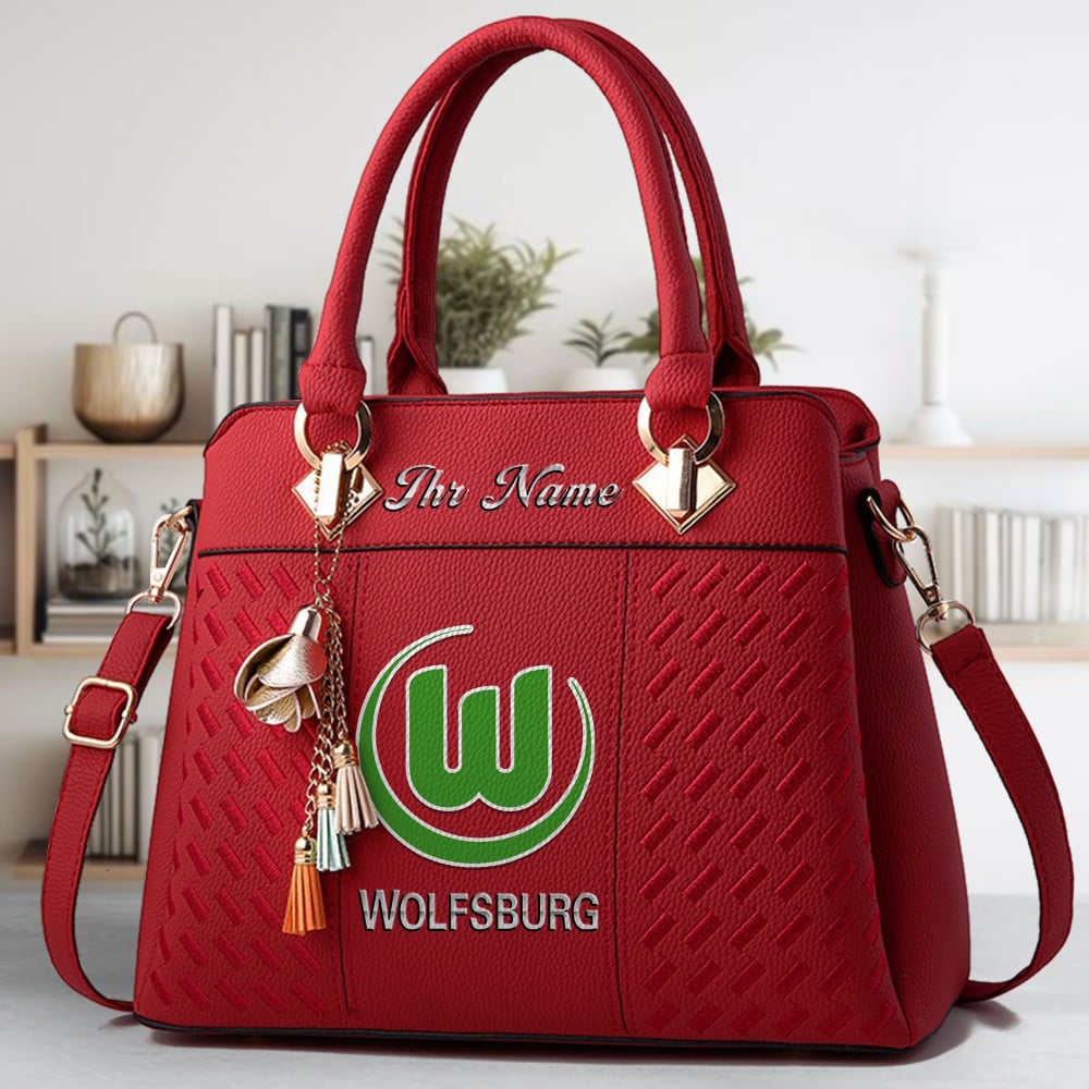 VfL Wolfsburg Logo Crossbody Zip Hand Bag With Tassel Custom Name For Women - Image 6
