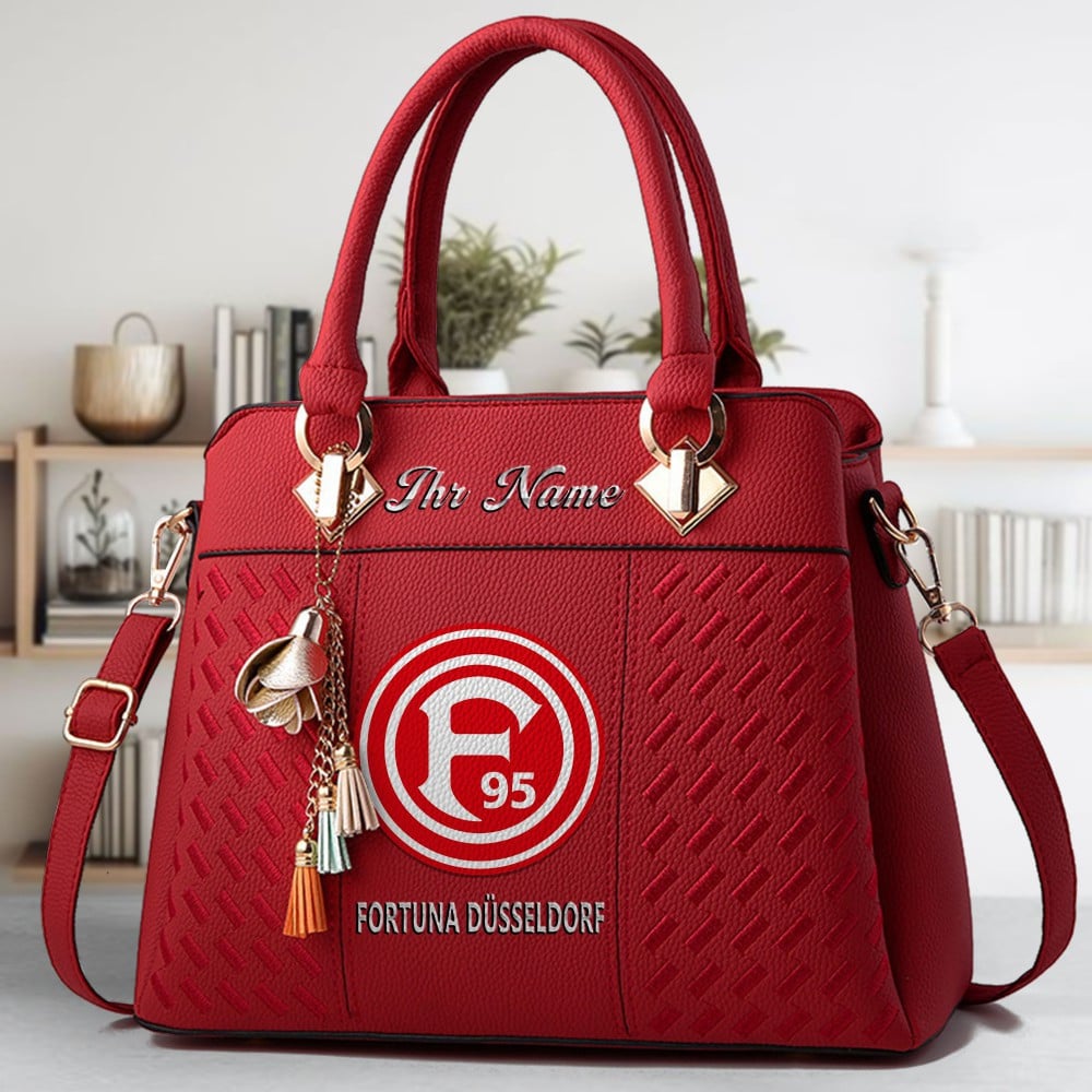 Fortuna Dusseldorf Logo Crossbody Zip Hand Bag With Tassel Custom Name For Women - Image 6