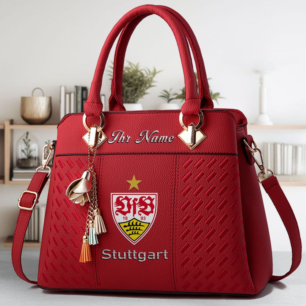 VfB Stuttgart Logo Crossbody Zip Hand Bag With Tassel Custom Name For Women - Image 6