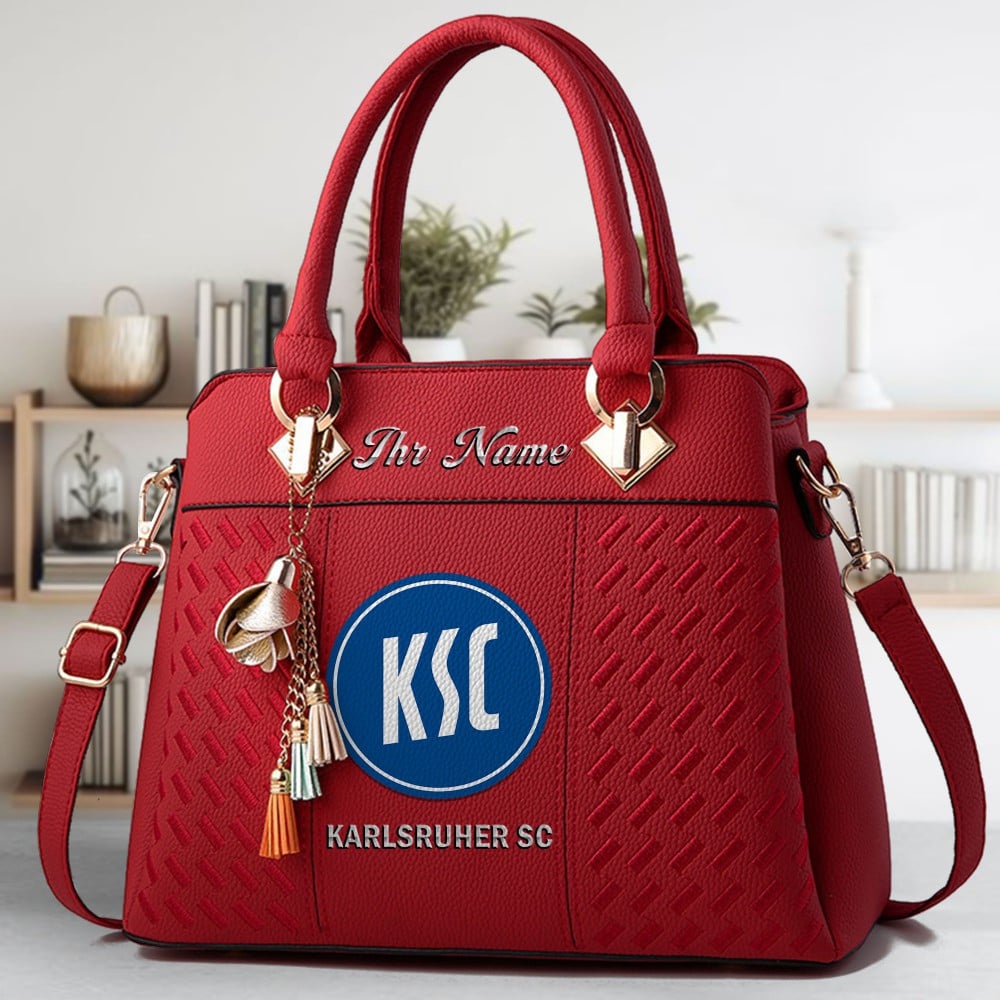 Karlsruher SC Logo Crossbody Zip Hand Bag With Tassel Custom Name For Women - Image 6