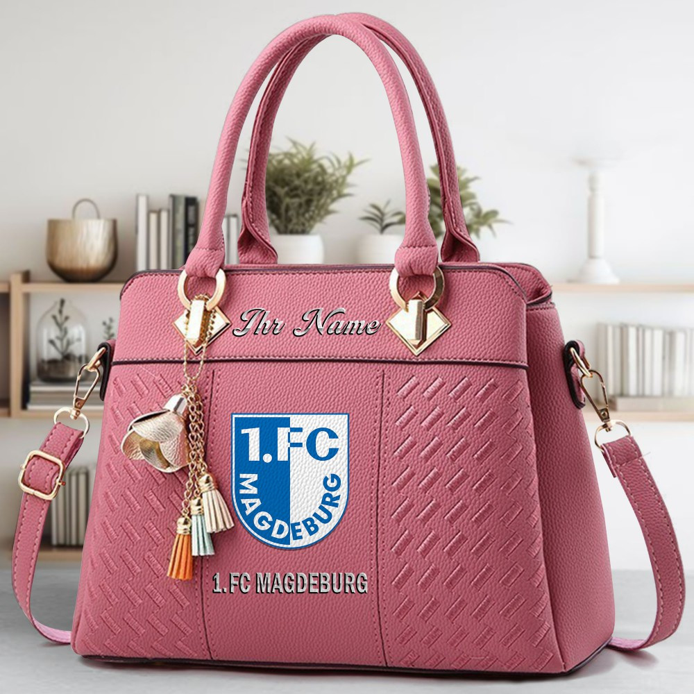 1. FC Magdeburg Logo Crossbody Zip Hand Bag With Tassel Custom Name For Women - Image 5