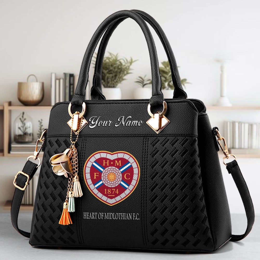 Heart of Midlothian F.C Logo Crossbody Zip Hand Bag With Tassel Custom Name For Women - Image 2