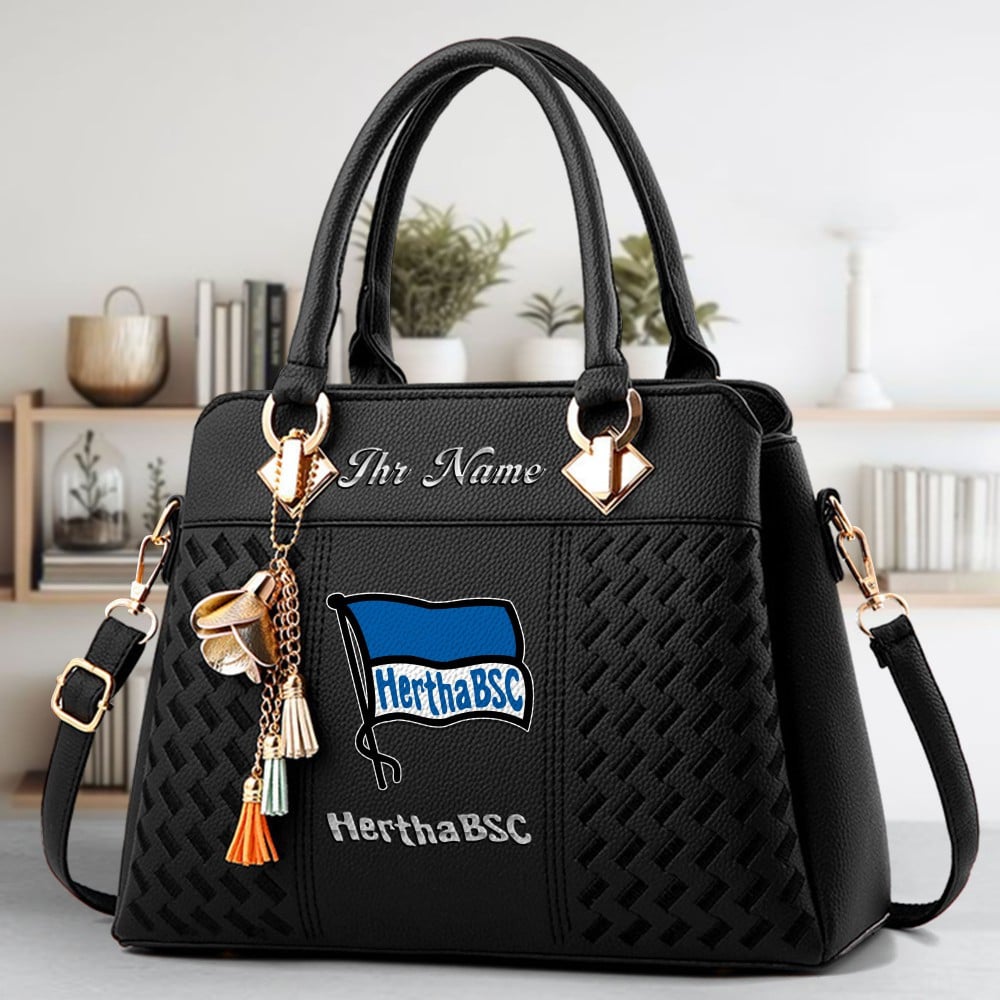 Hertha BSC Logo Crossbody Zip Hand Bag With Tassel Custom Name For Women - Image 2