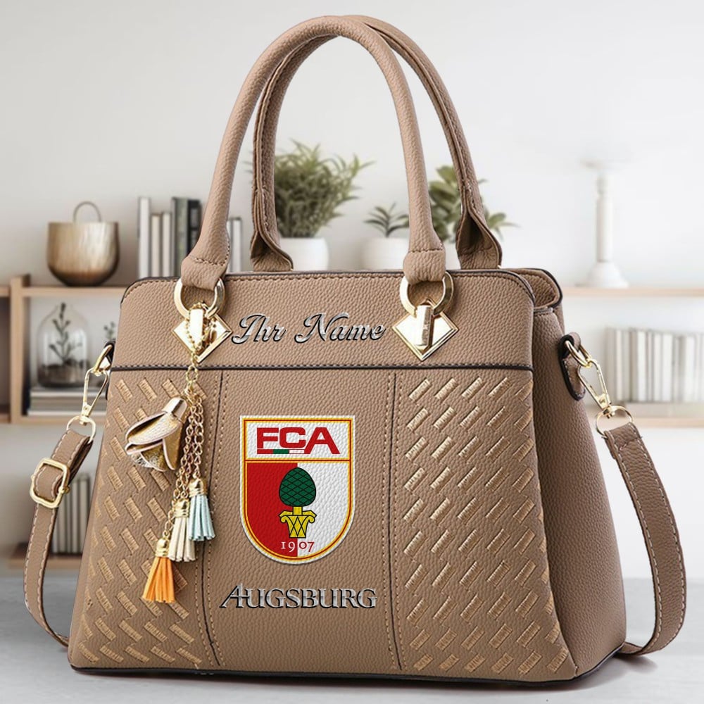 FC Augsburg Logo Crossbody Zip Hand Bag With Tassel Custom Name For Women - Image 3