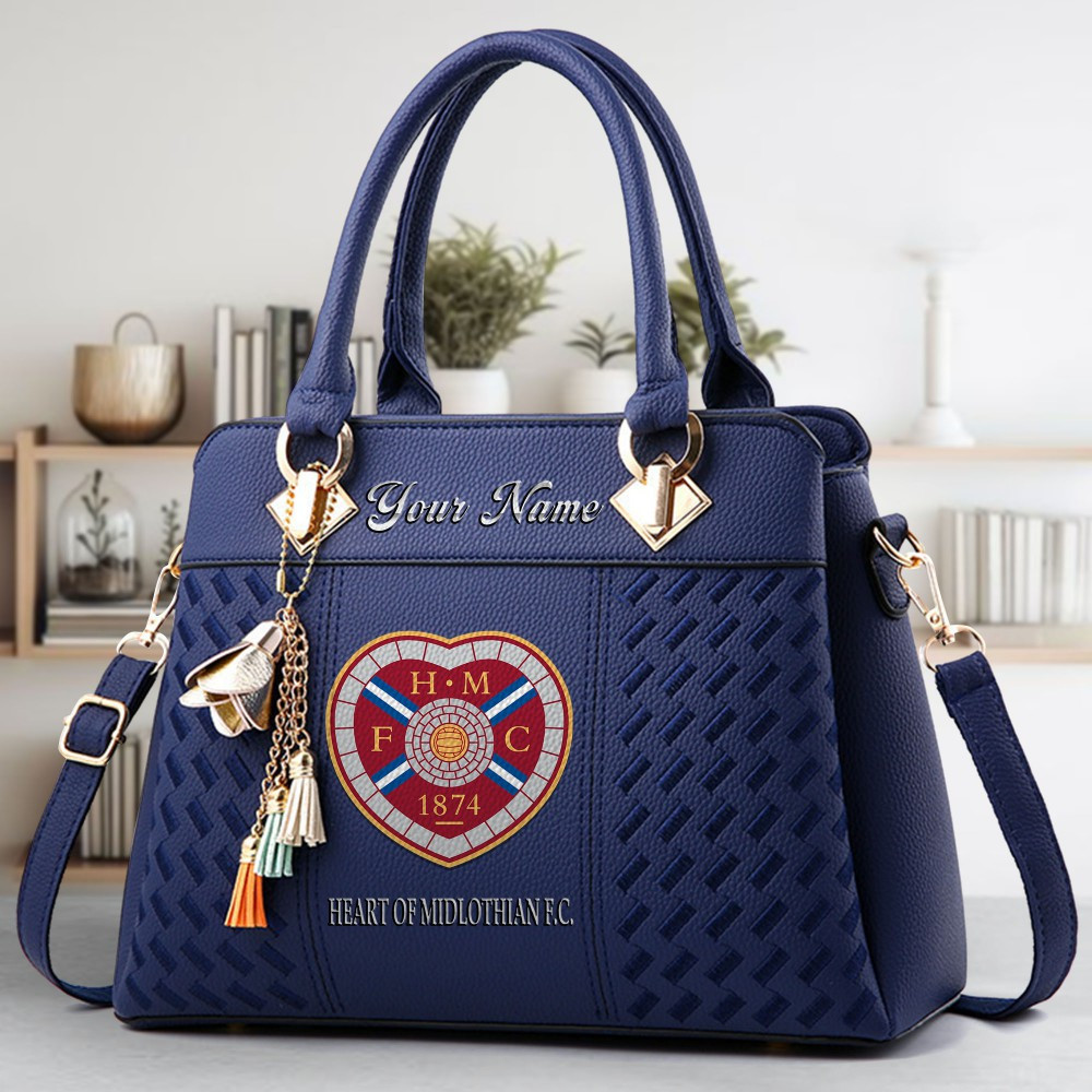 Heart of Midlothian F.C Logo Crossbody Zip Hand Bag With Tassel Custom Name For Women - Image 3