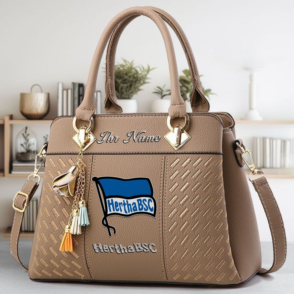 Hertha BSC Logo Crossbody Zip Hand Bag With Tassel Custom Name For Women - Image 3