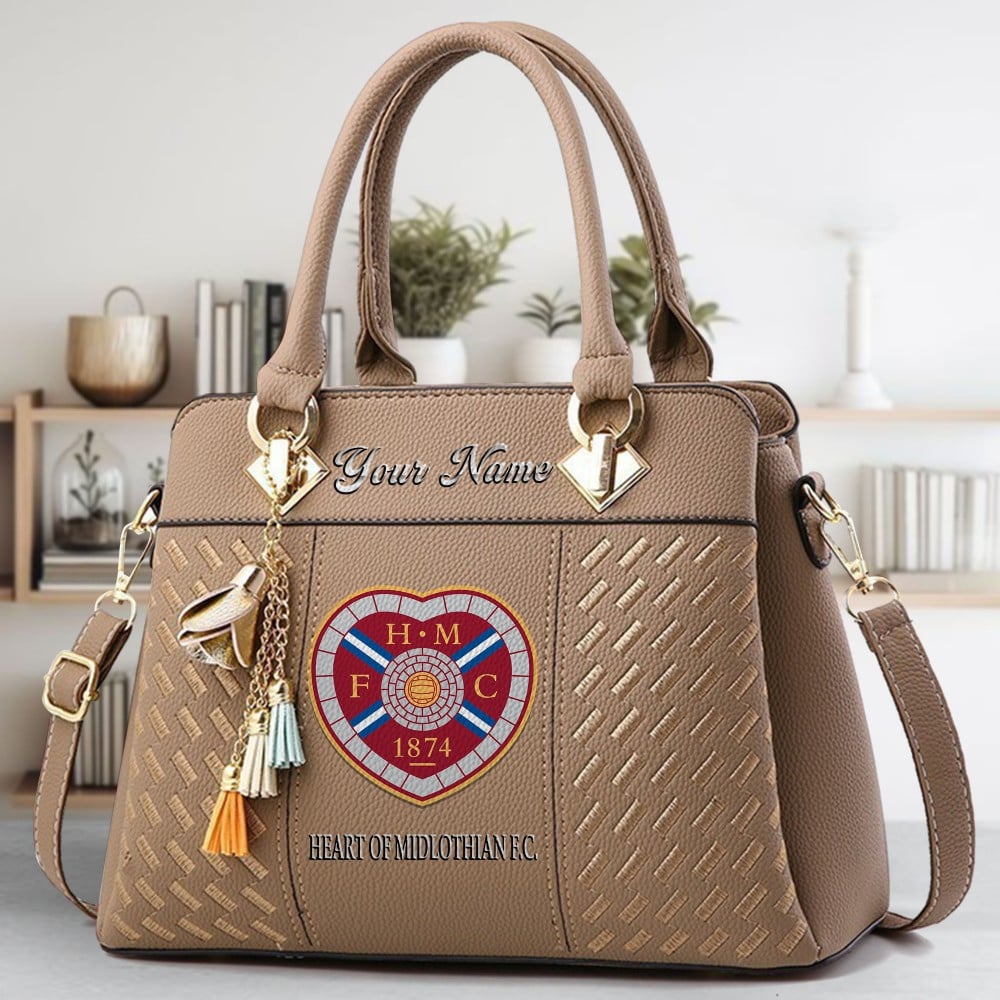 Heart of Midlothian F.C Logo Crossbody Zip Hand Bag With Tassel Custom Name For Women - Image 4