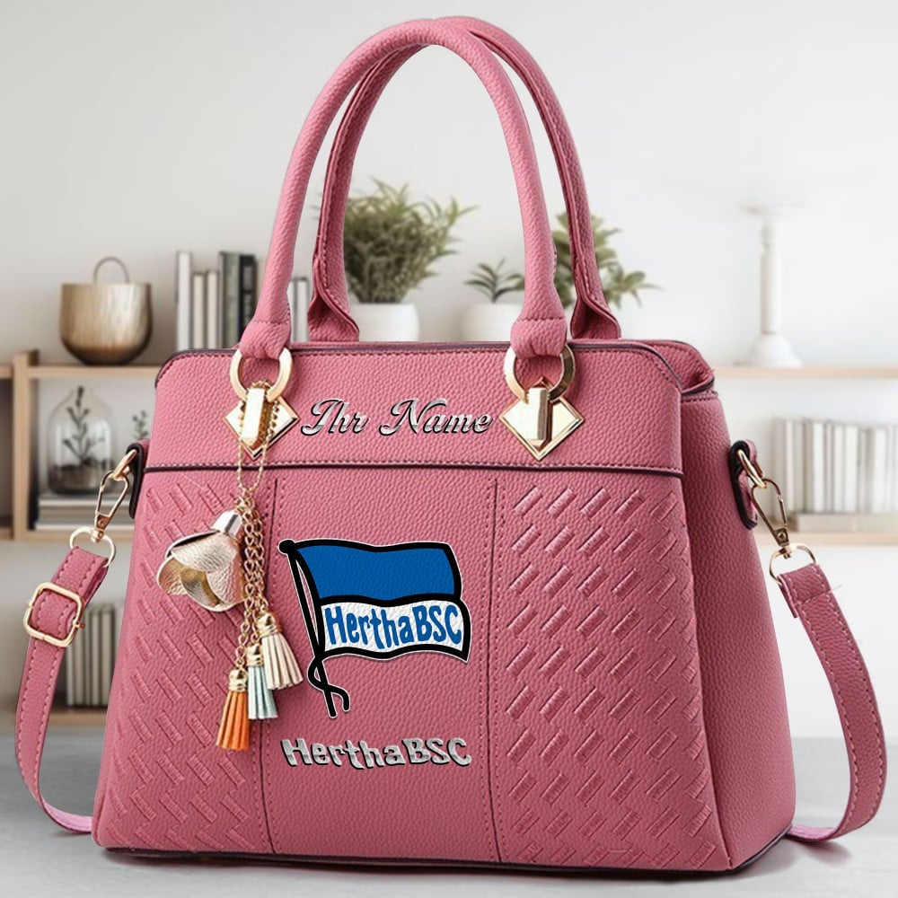 Hertha BSC Logo Crossbody Zip Hand Bag With Tassel Custom Name For Women - Image 5