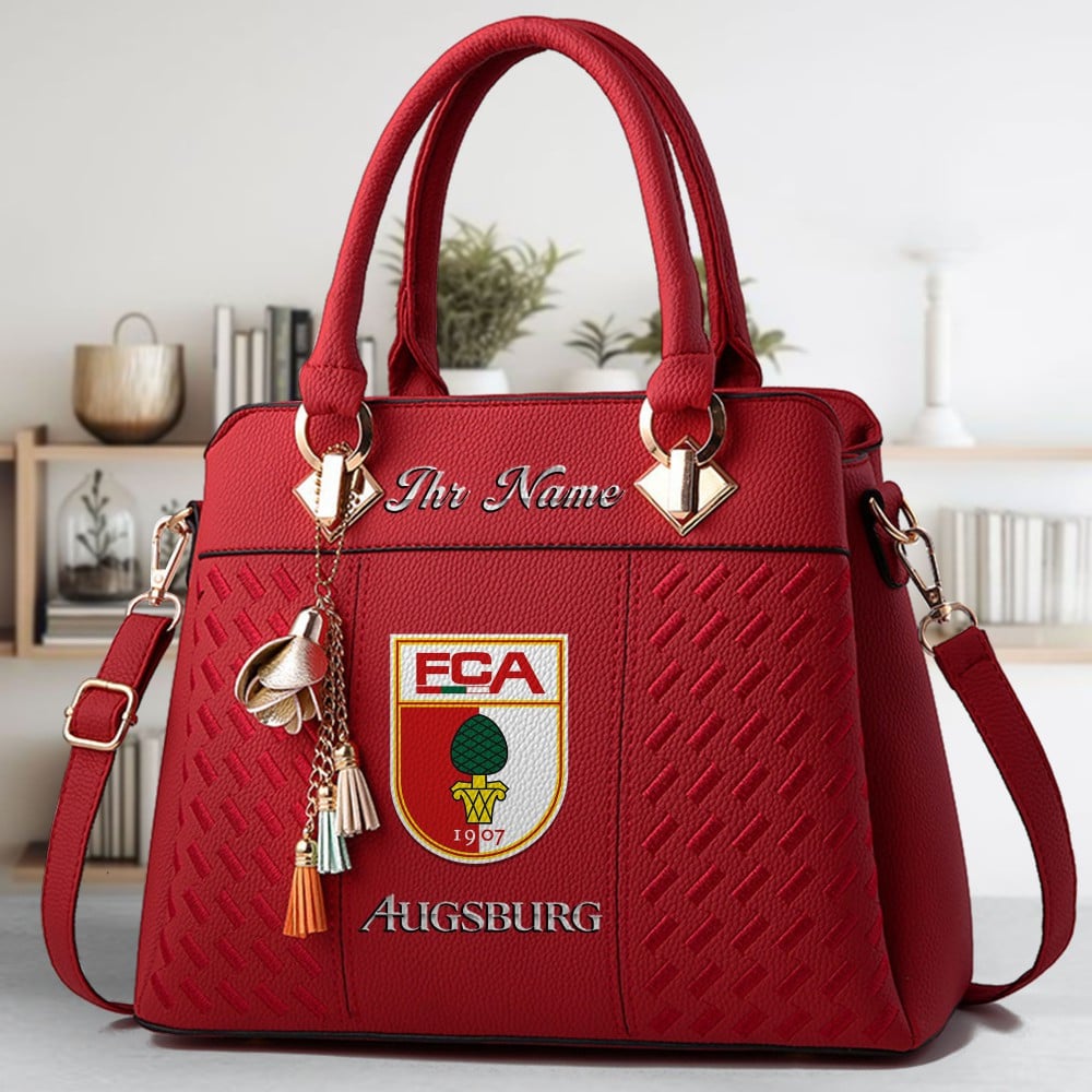 FC Augsburg Logo Crossbody Zip Hand Bag With Tassel Custom Name For Women - Image 6
