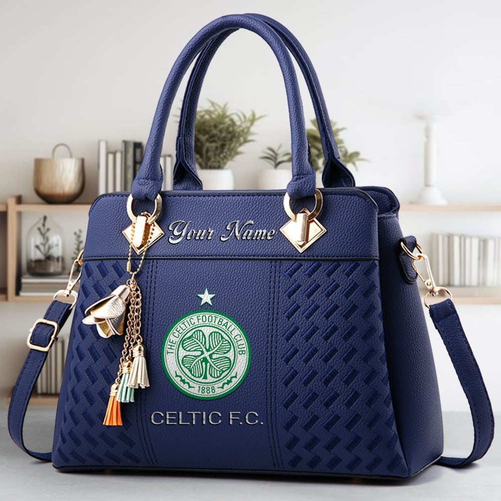 Celtic F.C Logo Crossbody Zip Hand Bag With Tassel Custom Name For Women - Image 2