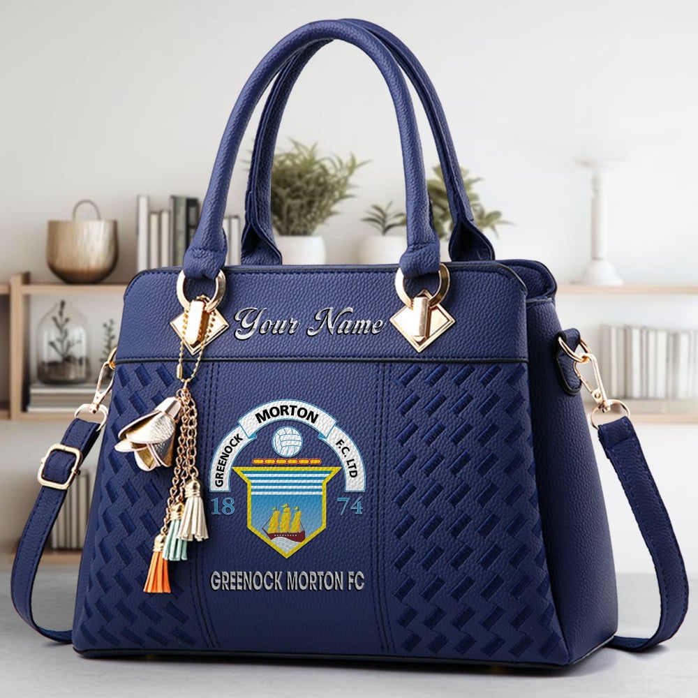 Greenock Morton FC Logo Crossbody Zip Hand Bag With Tassel Custom Name For Women - Image 2