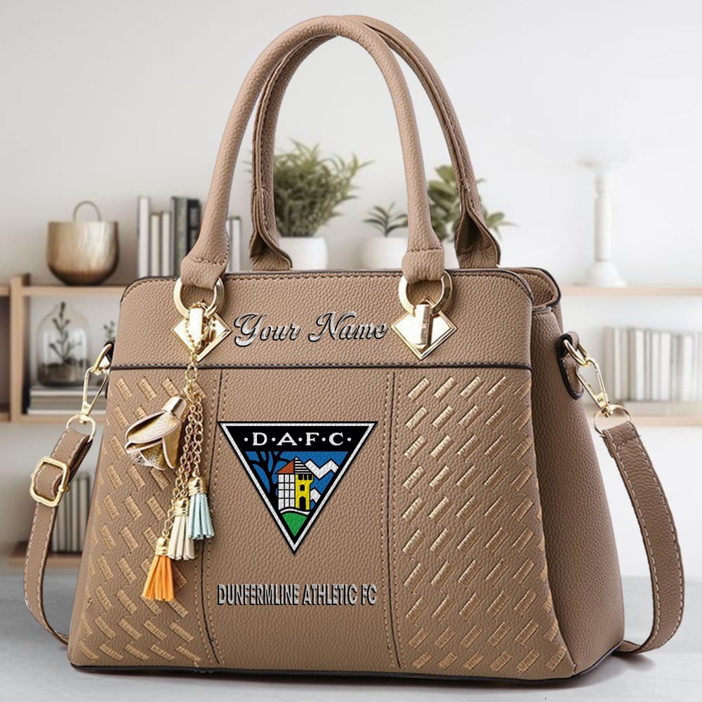 Dunfermline Athletic FC Logo Crossbody Zip Hand Bag With Tassel Custom Name For Women - Image 3